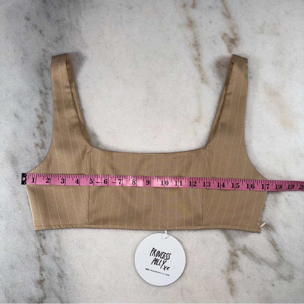 Princess Polly Beige Pinstripe Square Neck Crop Top - Picture 6 of 7